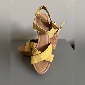 Lilly Pulitzer Yellow Cork Wedge Sandals